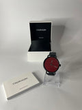 Calvin Klein Even Maroon Dial Black Leather Strap Watch for Men - K7B214CP Authentic Buy Shop Now