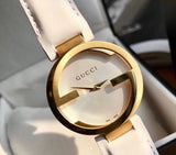 Gucci G Interlocking White Dial White Leather Strap Watch For Women - YA133327 Authentic Buy Shop Now
