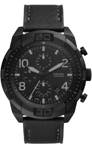 Fossil Bronson Chronograph Black Dial Black Leather Strap Watch for Men - FS5874 Authentic Buy Shop Now