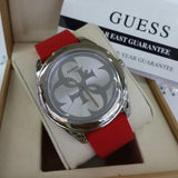 Guess G-Twist Silver Dial Red Rubber Strap Watch for Women - W0911L9 Authentic Buy Shop Now