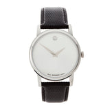 Movado Museum Silver Dial Black Leather Strap Watch For Women - 2100003 Authentic Buy Shop Now