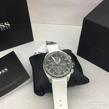 Hugo Boss Volane Grey Dial White SIlicone Strap Watch for Men - 1513948 Authentic Buy Shop Now