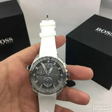 Hugo Boss Volane Grey Dial White SIlicone Strap Watch for Men - 1513948 Authentic Buy Shop Now