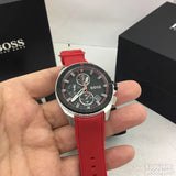 Hugo Boss Volane Black Dial Red Rubber Strap Watch for Men - 1513959 Authentic Buy Shop Now