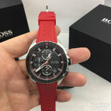 Hugo Boss Volane Black Dial Red Rubber Strap Watch for Men - 1513959 Authentic Buy Shop Now
