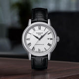 Tissot Carson Powermatic 80 White Dial Black Leather Strap Watch For Men - T085.407.16.013.00 Authentic Buy Shop Now