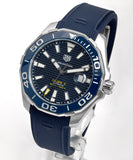 Tag Heuer Aquaracer Calibre 5 Automatic Blue Dial Blue Rubber Strap Watch for Men - WAY201B.FT6150 Authentic Buy Shop Now