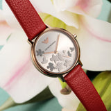 Emporio Armani Kappa Classic Quartz Silver Dial Red Leather Strap Watch For Women - AR11114 Authentic Buy Shop Now