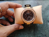Fossil Stella Multifunction Brown Dial Two Tone Steel Strap Watch for Women - ES4079 Authentic Buy Shop Now