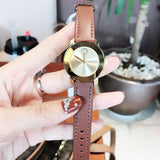 Movado Bold Gold Dial Brown Leather Strap Watch for Women - 3600437 Authentic Buy Shop Now