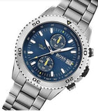 Hugo Boss Vela Chronograph Diver Blue Dial Silver Steel Strap Watch for Men - 1513775 Authentic Buy Shop Now