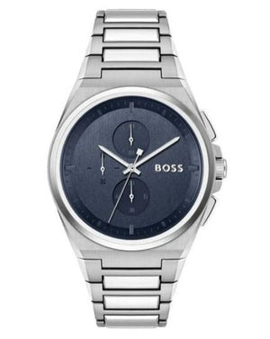 Hugo Boss Steer Chronograph Blue Dial Silver Steel Strap Watch For Men - 1514048 Authentic Buy Shop Now