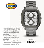 Fossil Inscription Multifunction Silver Dial Grey Steel Strap Watch for Men - BQ2657 Authentic Buy Shop Now