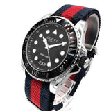 Gucci Dive Black Dial Red & Blue Nylon Strap Watch For Men - YA136210 Authentic Buy Shop Now