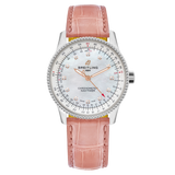 Breitling Navitimer Automatic 35 Mother of Pearl Dial Pink Leather Strap Watch for Women - A17395211A1P3 Authentic Buy Shop Now