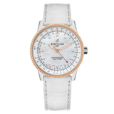Breitling Navitimer Automatic 35 Mother of Pearl Dial White Leather Strap Watch for Women - U17395211A1P3 Authentic Buy Shop Now