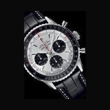 Breitling Navitimer B01 Chronograph 43 Silver Dial Black Leather Strap Watch for Men - AB0138241G1P1 Authentic Buy Shop Now