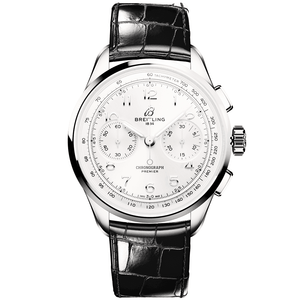 Breitling Premier B09 Chronograph 40 White Dial Black Leather Strap Watch for Men - AB0930371G1P1 Authentic Buy Shop Now