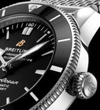 Breitling Superocean Heritage B20 Automatic 42 Black Dial Silver Mesh Bracelet Watch for Men - AB2010121B1A1 Authentic Buy Shop Now