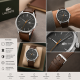 Lacoste Vienna Grey Dial Brown Leather Strap Watch for Men - 2011045 Authentic Buy Shop Now