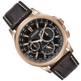 Citizen Eco Drive Calendrier Black Dial Brown Leather StrapWatch For Men - BU2023-12E Authentic Buy Shop Now
