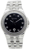 Bulova Crystal Collection Black Dial Silver Steel Strap Watch for Men - 96K102 Authentic Buy Shop Now