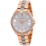 Bulova Crystal Collection Silver Dial Rose Gold Steel Strap Watch for Women - 98L229 Authentic Buy Shop Now