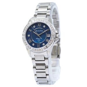 Bulova Marine Star Blue Dial Silver Steel Strap Watch for Women - 96R215 Authentic Buy Shop Now