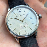 Burberry Classic Round Cream Dial Black Leather Strap Watch for Men - BU10008 Authentic Buy Shop Now