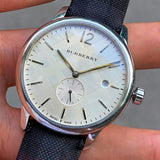 Burberry Classic Round Cream Dial Black Leather Strap Watch for Men - BU10008 Authentic Buy Shop Now