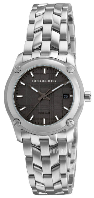 Burberry Herringbone Grey Dial Silver Steel Strap Watch for Women - BU1851 Authentic Buy Shop Now