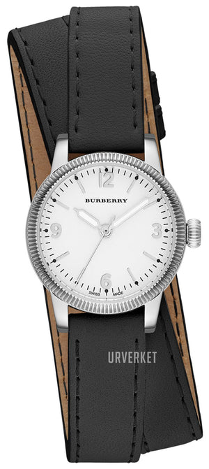 Burberry Utilitarian White Dial Black Leather Strap Watch for Women - BU7845 Authentic Buy Shop Now