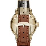 Burberry The Classic Round Gold Dial Brown Leather Strap Unisex Watch - BU10001 Authentic Buy Shop Now