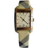 Burberry Nova Gold Tone Square Dial Leather Strap Watch for Women - BU1582 Authentic Buy Shop Now