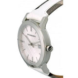 Burberry The City Silver Dial White Leather Strap Watch for Women - BU9019 Authentic Buy Shop Now