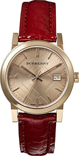 Burberry The City Gold Dial Red Leather Strap Watch for Women - BU9140 Authentic Buy Shop Now