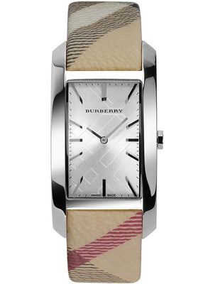 Burberry The Pioneer Silver Dial Haymarket Beige Leather Strap Watch for Women - BU9406 Authentic Buy Shop Now
