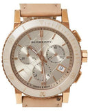 Burberry Chronograph Rose Gold Dial Beige Leather Strap Watch for Women - BU9704 Authentic Buy Shop Now