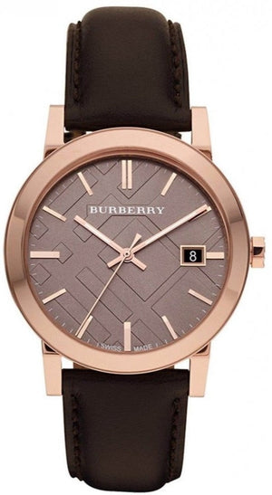 Burberry The City Grey Dial Brown Leather Strap Unisex Watch - BU9755 Authentic Buy Shop Now