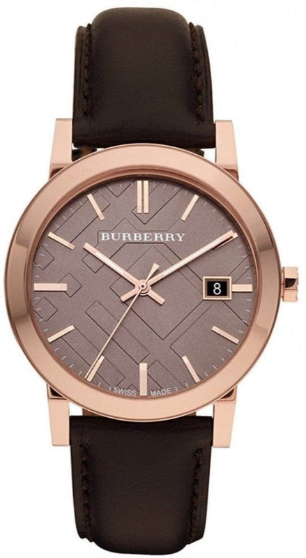 Burberry The City Grey Dial Brown Leather Strap Unisex Watch - BU9755 Authentic Buy Shop Now