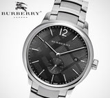 Burberry The Classic Round Black Dial Silver Steel Strap Watch for Men - BU10005 Authentic Buy Shop Now