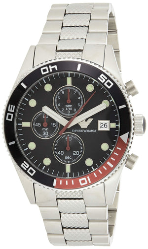 Emporio Armani Chronograph Black Dial Silver Stainless Steel Watch For Men - AR5855 Authentic Buy Shop Now