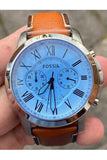 Fossil Grant Chronograph Blue Dial Brown Leather Strap Watch for Men - FS5184 Authentic Buy Shop Now