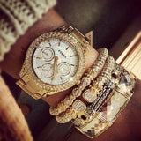 Fossil Stella Multifunction Gold Dial Gold Steel Strap Watch for Women - ES3589 Authentic Buy Shop Now