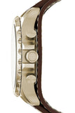 Fossil Nate Chronograph Gold Dial Brown Leather Strap Watch for Men - JR1495 Authentic Buy Shop Now