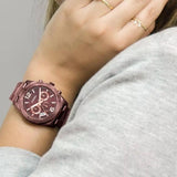 Fossil Perfect Boyfriend Multifunction Maroon Dial Maroon Steel Strap Watch for Women - ES4110 Authentic Buy Shop Now