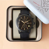Fossil Goodwin Chronograph Black Dial Black Leather Strap Watch for Men - FS5585 Authentic Buy Shop Now
