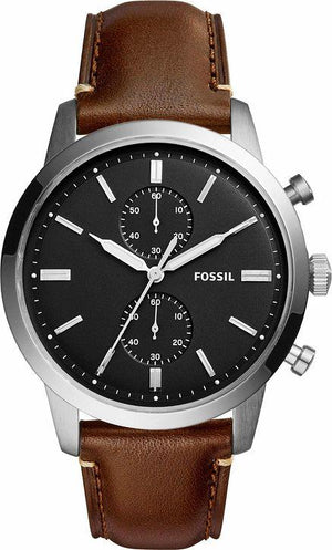 Fossil Townsman Chronograph Black Dial Brown Leather Strap Watch for Men - FS5280 Authentic Buy Shop Now