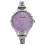 Emporio Armani Aurora Mother Of Pearl Purple Dial Silver Steel Strap Watch For Women - AR11122 Authentic Buy Shop Now