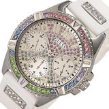 Guess Frontier Diamonds Silver Dial White Rubber Strap Watch for Women - GW0045L1 Authentic Buy Shop Now